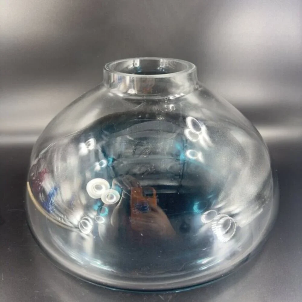 Hollow Cyan Blue Crystal‎ Vacuum Formed Double Wall Glass Bowl Dish Centerpiece